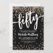 Black Gold Glitter 50th Birthday Kaart (Voorkant)