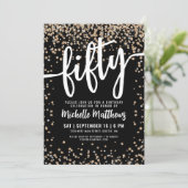 Black Gold Glitter 50th Birthday Kaart (Staand voorkant)