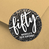 Black Gold Glitter 50th Birthday Ronde Sticker