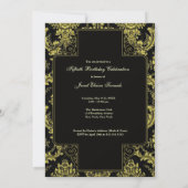 Black Gold Glitter 50th Woman Birthday Invitation Kaart (Achterkant)