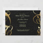 Black Gold Glitter 50th Woman Birthday Invitation Kaart (Achterkant)
