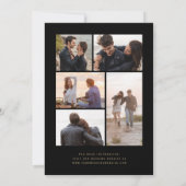 Black Gold Glitter 5-foto save the date kaart (Achterkant)