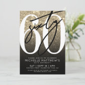 Black Gold Glitter 60th Birthday Kaart (Staand voorkant)
