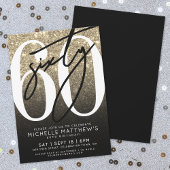 Black Gold Glitter 60th Birthday Kaart