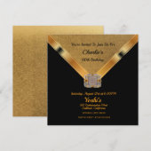 Black, Gold Glitter 60th Birthday Party Invitation Kaart (Voorkant / Achterkant)