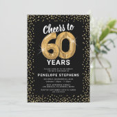 Black Gold Glitter 60th Birthday Sjabloon Kaart (Staand voorkant)