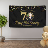 Black Gold Glitter 70e verjaardagsfeest Uw foto Spandoek