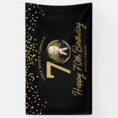 Black Gold Glitter 70e verjaardagsfeest Uw foto Spandoek (Verticaal)