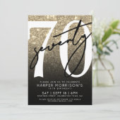 Black Gold Glitter 70th Birthday Kaart (Staand voorkant)