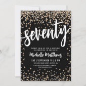 Black Gold Glitter 70th Birthday Kaart (Voorkant)