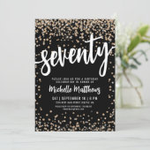 Black Gold Glitter 70th Birthday Kaart (Staand voorkant)