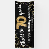 Black Gold Glitter 70th Birthday Spandoek (Verticaal)