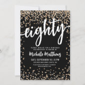 Black Gold Glitter 80th Birthday Kaart (Voorkant)