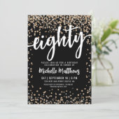 Black Gold Glitter 80th Birthday Kaart (Staand voorkant)