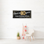 Black Gold Glitter 80th Birthday Spandoek (Insitu)