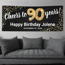 Black Gold Glitter 90th Birthday