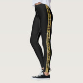 Black Gold Glitter - Aangepast Athletic Stripe Leggings (Links)