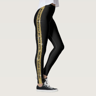Black Gold Glitter - Aangepast Athletic Stripe Leggings