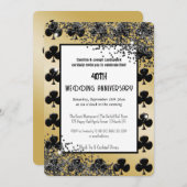 Black Gold Glitter Aas van Clubs Kaart (Voorkant / Achterkant)