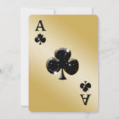 Black Gold Glitter Aas van Clubs Kaart (Achterkant)