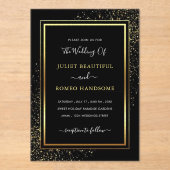Black Gold Glitter Acryl Huwelijksuitnodiging Acryl Uitnodigingen (Voorkant)