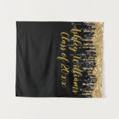 Black Gold Glitter Afstudeerfeest Fotocabine Wandkleed (Voorkant (horizontaal))