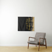 Black Gold Glitter Afstudeerfeest Fotocabine Wandkleed (In Situ (horizontaal))