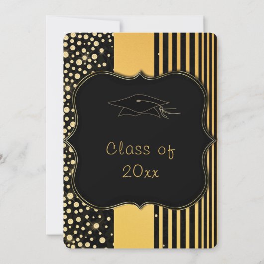 Black Gold Glitter Afstuderen Invitation Sjabloon (Achterkant)