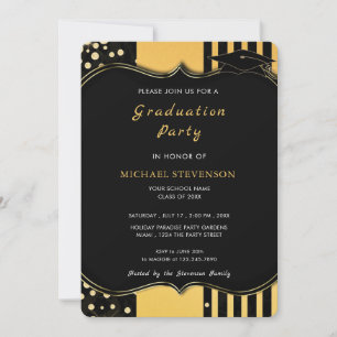 Black Gold Glitter Afstuderen Invitation Sjabloon