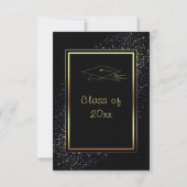 Black Gold Glitter Afstuderen Invitation Sjabloon Kaart (Achterkant)