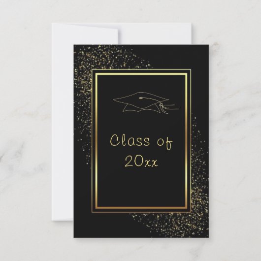 Black Gold Glitter Afstuderen Invitation Sjabloon Kaart