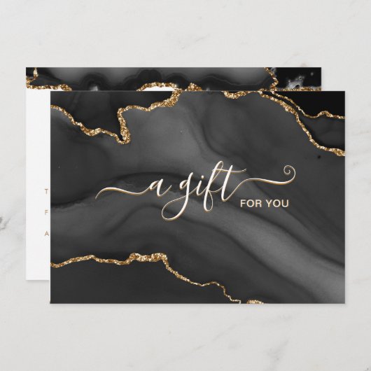 Black Gold Glitter Agate Business Cadeaubon (Voorkant / Achterkant)