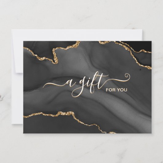 Black Gold Glitter Agate Business Cadeaubon (Voorkant)