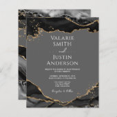 Black Gold Glitter Agate Wedding (Voorkant / Achterkant)