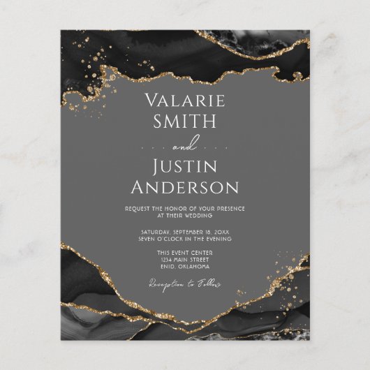 Black Gold Glitter Agate Wedding (Voorkant)