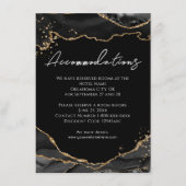 Black Gold Glitter Agate Wedding Accommodatie E Informatiekaartje (Voorkant)