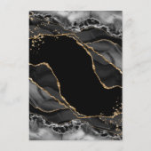 Black Gold Glitter Agate Wedding Accommodatie E Informatiekaartje (Achterkant)