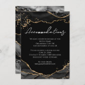 Black Gold Glitter Agate Wedding Accommodatie E Informatiekaartje (Voorkant / Achterkant)
