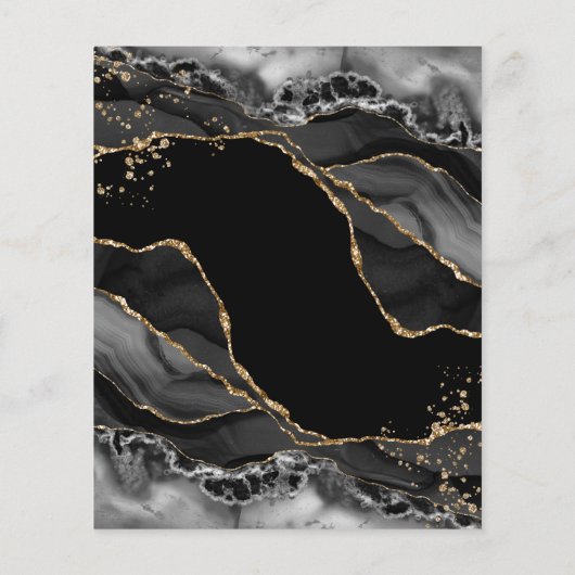 Black Gold Glitter Agate Wedding Invitation Flyer (Achterkant)