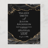 Black Gold Glitter Agate Wedding Invitation Flyer (Voorkant)
