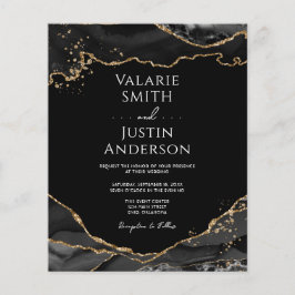 Black Gold Glitter Agate Wedding Invitation Flyer
