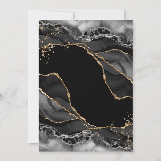 Black Gold Glitter Agate Wedding Kaart (Achterkant)