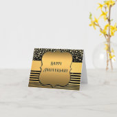 Black Gold Glitter Anniversary Card Kaart (Gele Bloem)