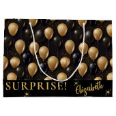 Black Gold Glitter Ballonnen Verjaardag Verrassing Groot Cadeauzakje (Achterkant)