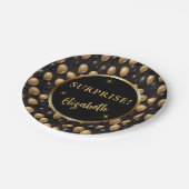 Black Gold Glitter Ballonnen Verjaardag Verrassing Papieren Bordje (Gekanteld)