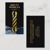 Black Gold Glitter Barber's Pole Barber Visitekaartje (Voorkant / Achterkant)