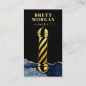 Black Gold Glitter Barber's Pole Barber Visitekaartje (Voorkant)