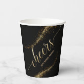 Black Gold Glitter Birthday Party Papieren Bekers (Achterkant)