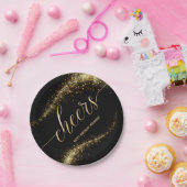 Black Gold Glitter Birthday Party Papieren Bordje (Feest)