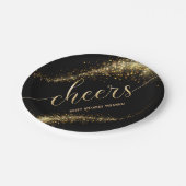 Black Gold Glitter Birthday Party Papieren Bordje (Gekanteld)